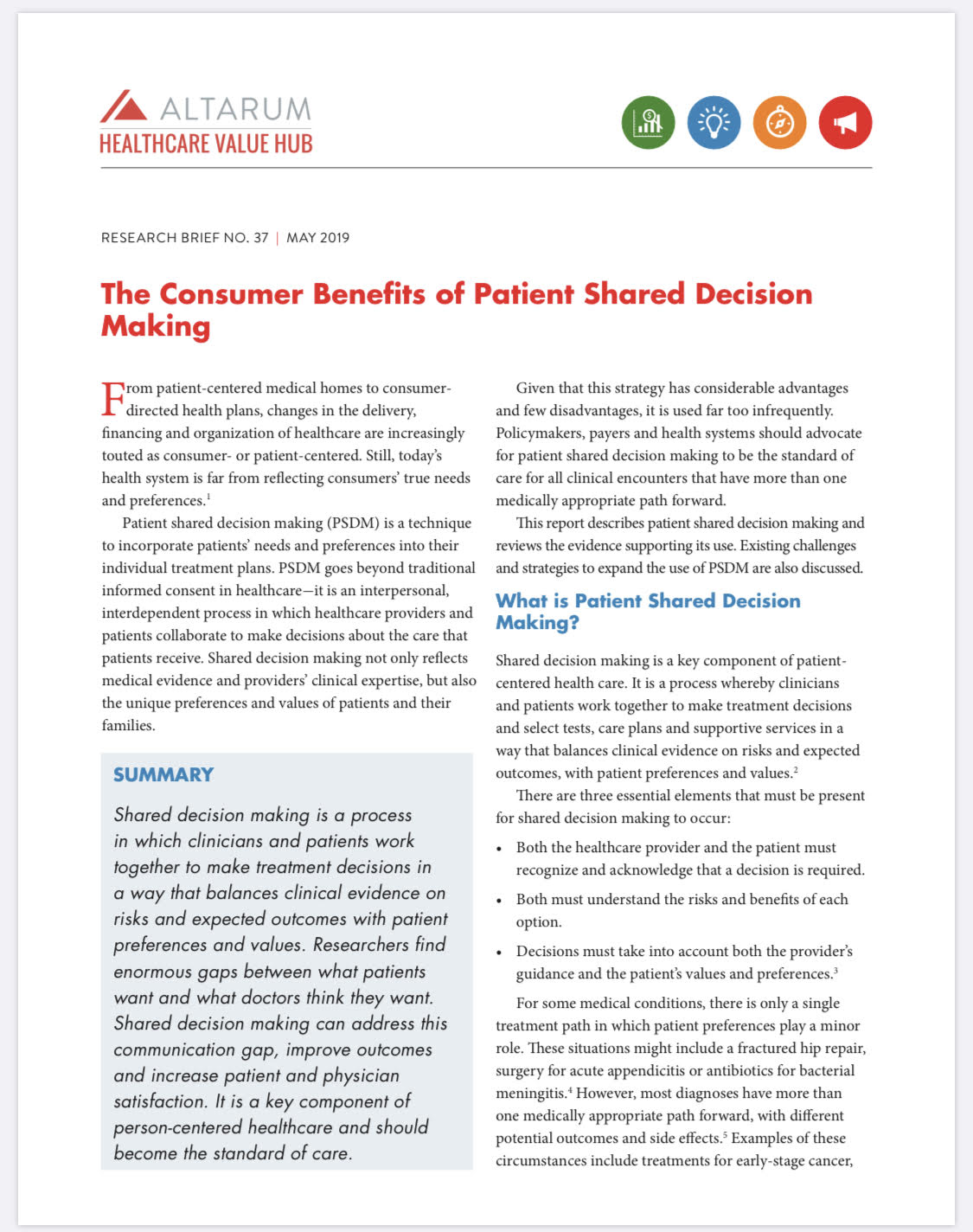 The Consumer Benefits of Patient Shared Decision Making